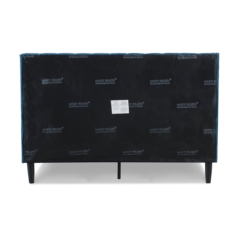 Sandy Wilson Home Aspen Tufted Headboard Platform Bed Queen Satin Teal Velvet