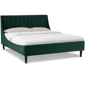 sandy wilson home aspen tufted headboard platform bed set queen evergreen velvet