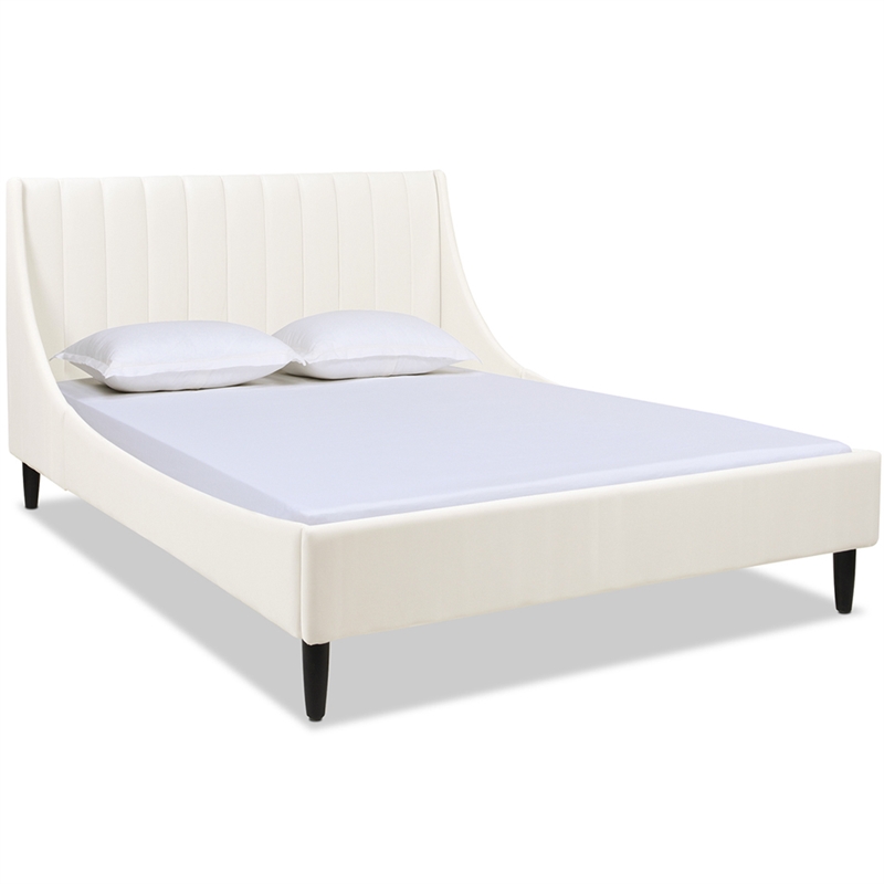 Sandy Wilson Home Aspen Upholstered Platform Bed Queen Cloud White