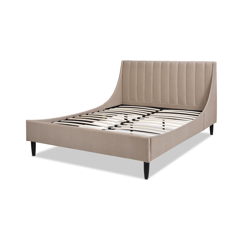 Sandy Wilson Home Aspen Upholstered Platform Bed Queen Mink Beige
