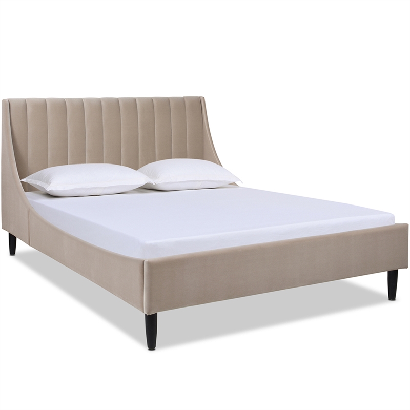 Sandy Wilson Home Aspen Upholstered Platform Bed Queen Mink Beige