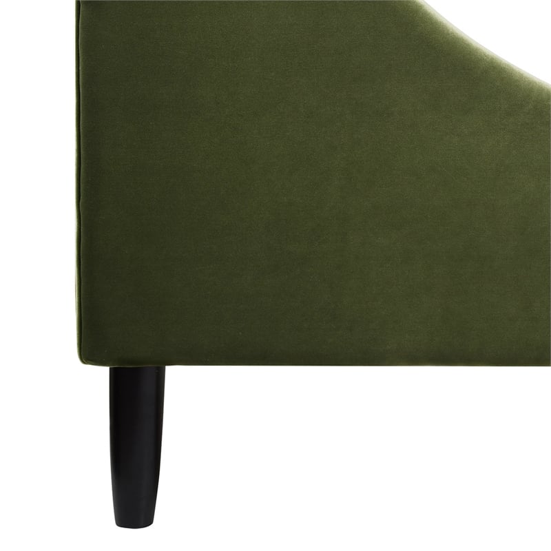 Sandy Wilson Home Aspen Tufted Headboard Platform Bed Queen Olive Green Velvet