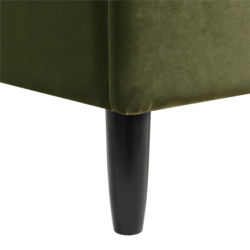 Sandy Wilson Home Aspen Tufted Headboard Platform Bed Queen Olive Green Velvet