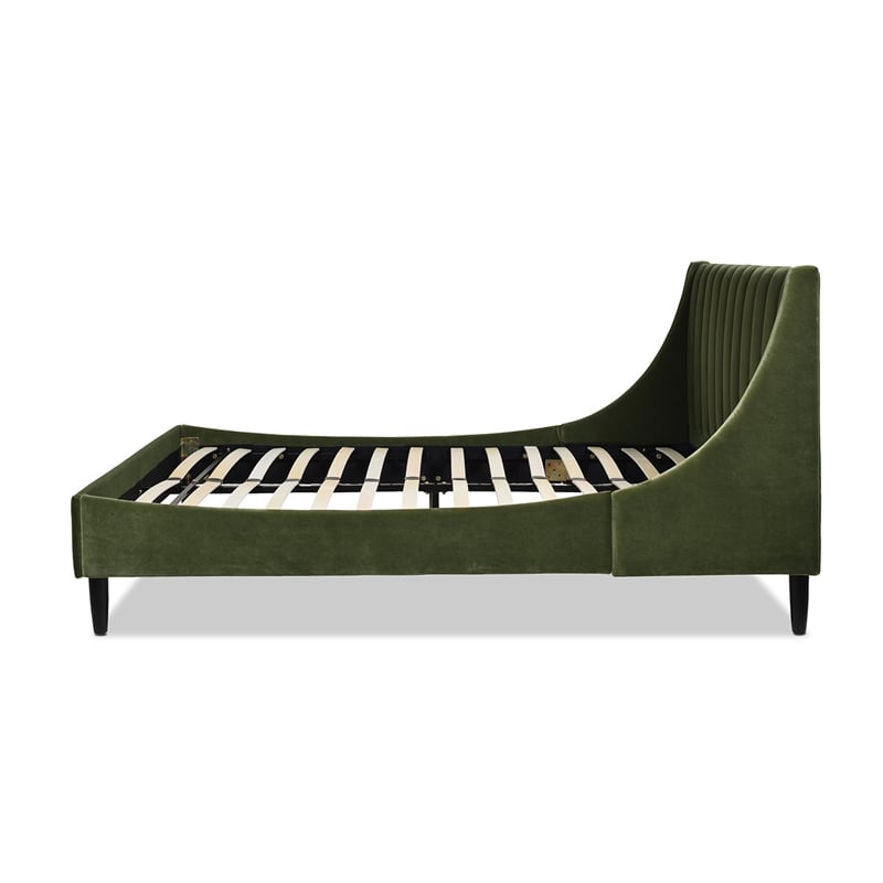 Sandy Wilson Home Aspen Tufted Headboard Platform Bed Queen Olive Green Velvet