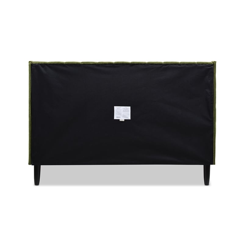 Sandy Wilson Home Aspen Tufted Headboard Platform Bed Queen Olive Green Velvet
