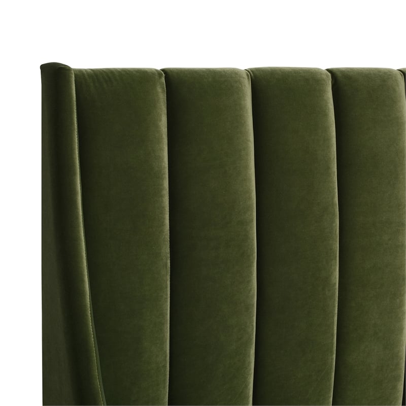 Sandy Wilson Home Aspen Tufted Headboard Platform Bed Queen Olive Green Velvet