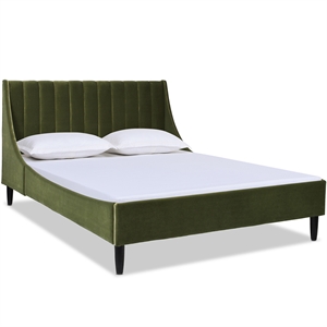 sandy wilson home aspen tufted headboard platform bed queen olive green velvet
