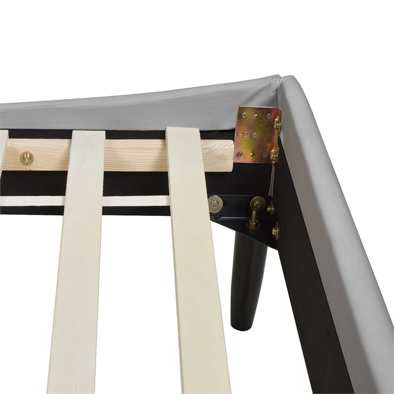 Aspen Vertical Tufted Headboard Platform Bed Set Queen Opal Grey Velvet