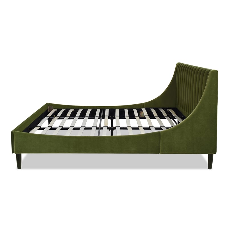 Aspen Vertical Tufted Headboard Platform Bed Set King Olive Green Velvet