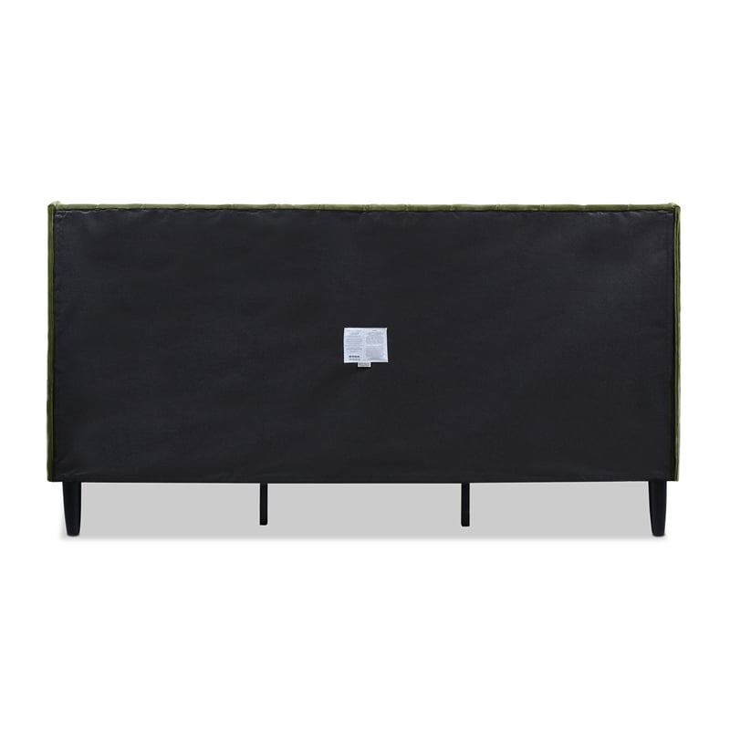 Aspen Vertical Tufted Headboard Platform Bed Set King Olive Green Velvet