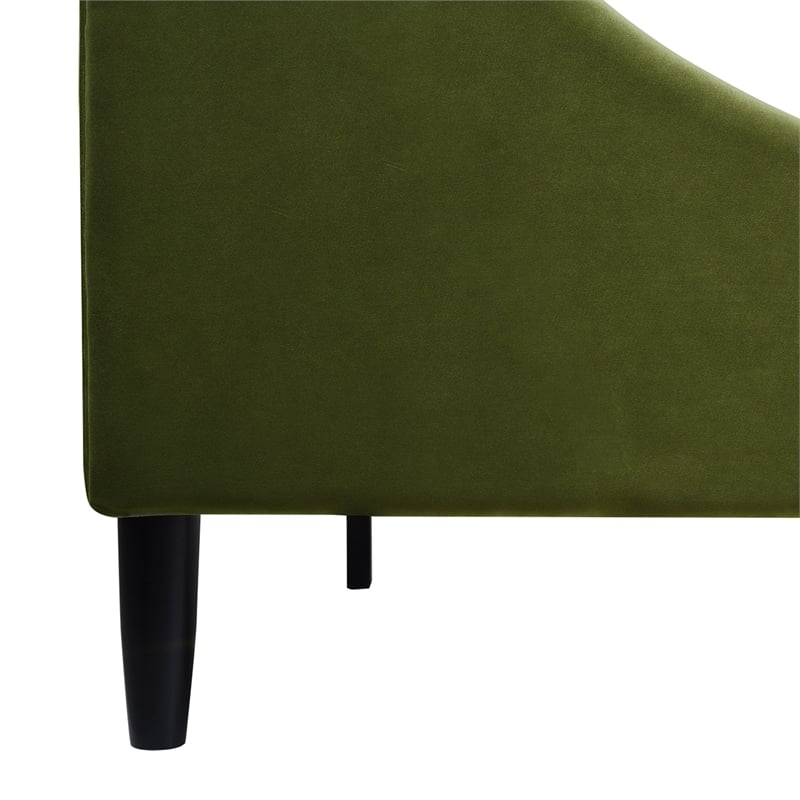 Aspen Vertical Tufted Headboard Platform Bed Set King Olive Green Velvet