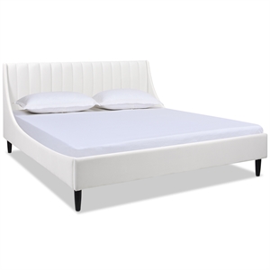 aspen vertical tufted headboard platform bed set king cloud white velvet
