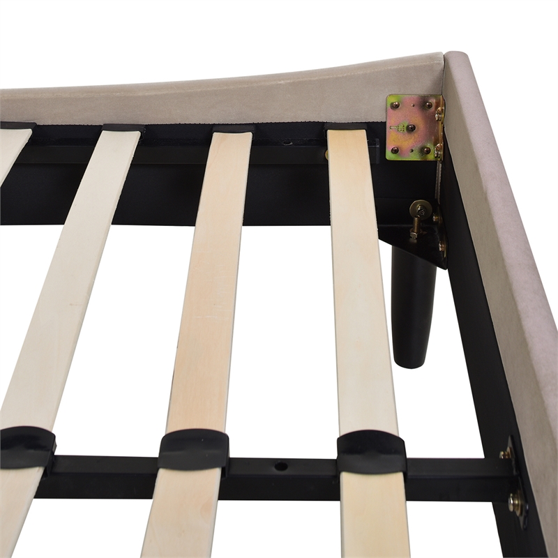 Aspen Vertical Tufted Headboard Platform Bed Set King Mink Beige