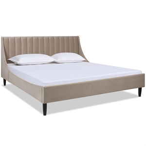 Aspen Vertical Tufted Headboard Platform Bed Set King Mink Beige