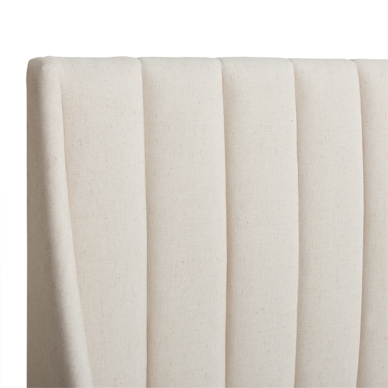 Aspen Vertical Tufted Headboard Platform Bed Set King Light Beige Linen