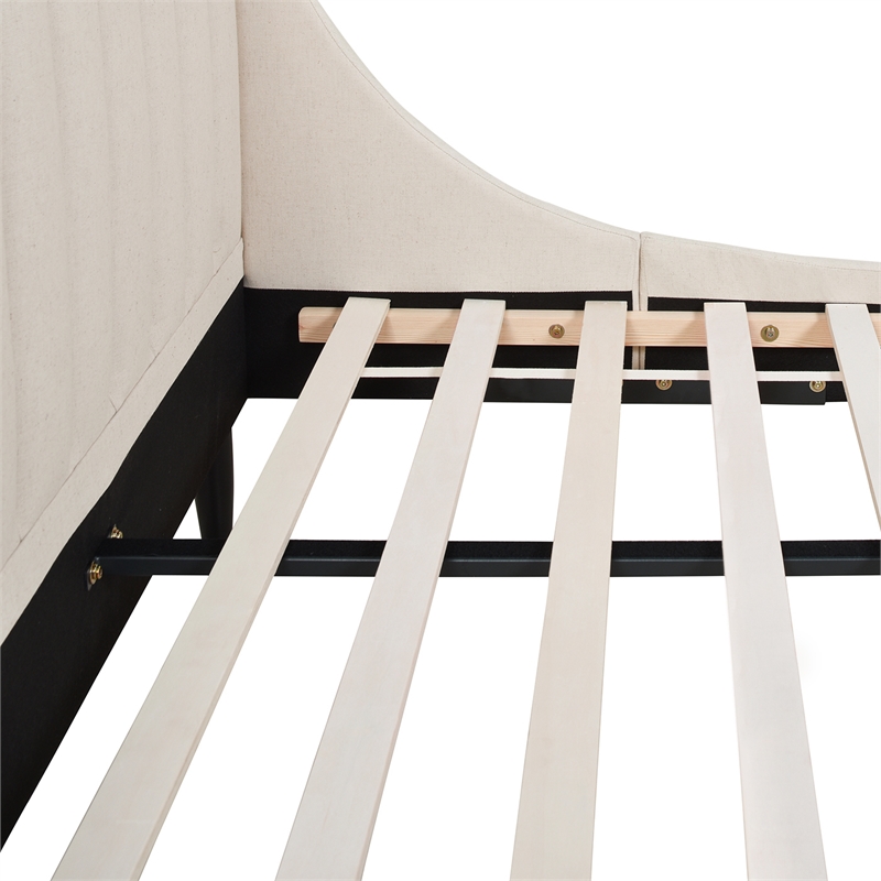 Aspen Vertical Tufted Headboard Platform Bed Set King Light Beige Linen