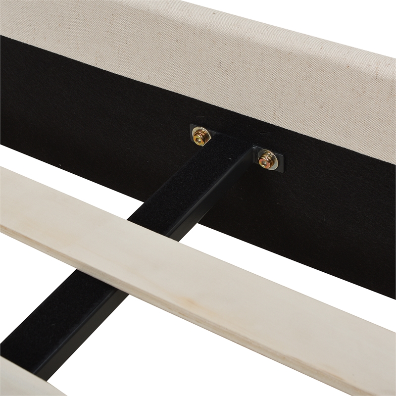 Aspen Vertical Tufted Headboard Platform Bed Set King Light Beige Linen