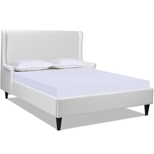 clara wingback arm upholstered platform bed antique white polyester