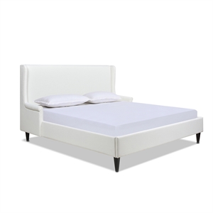 clara wingback arm upholstered king platform bed antique white polyester