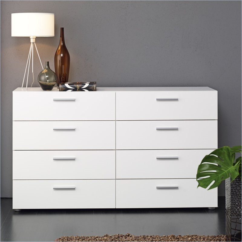 Cooper Contemporary 8 Drawer Double Dresser in White