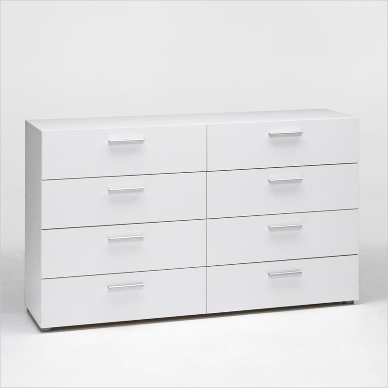 Cooper Contemporary 8 Drawer Double Dresser in White