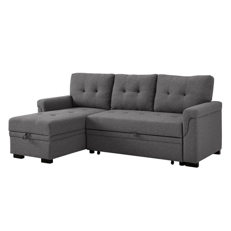 Cooper Gray Fabric Reversible Sleeper Sofa in Gray