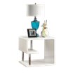 Cooper Lacquer Glossy White End Table Square Geometric 23.63