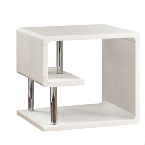 Cooper Lacquer Glossy White End Table Square Geometric 23.63&quot Unassembled