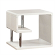 Cooper Lacquer Glossy White End Table Square Geometric 23.63