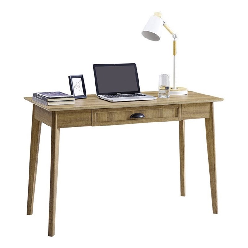 Cooper Transitional Wood Computer/Writing Desk with Drawer in Golden Oak