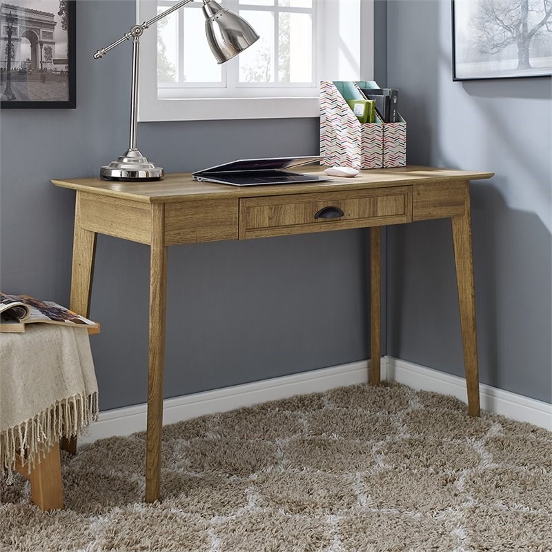 Cooper Transitional Wood Computer/Writing Desk with Drawer in Golden Oak