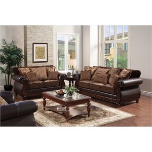 cooper lozano faux leather 2-piece sofa set in dark brown