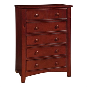 Cooper 5-Drawer Transitional Solid Wood/Wood Veneer/MDF Chest in Cherry