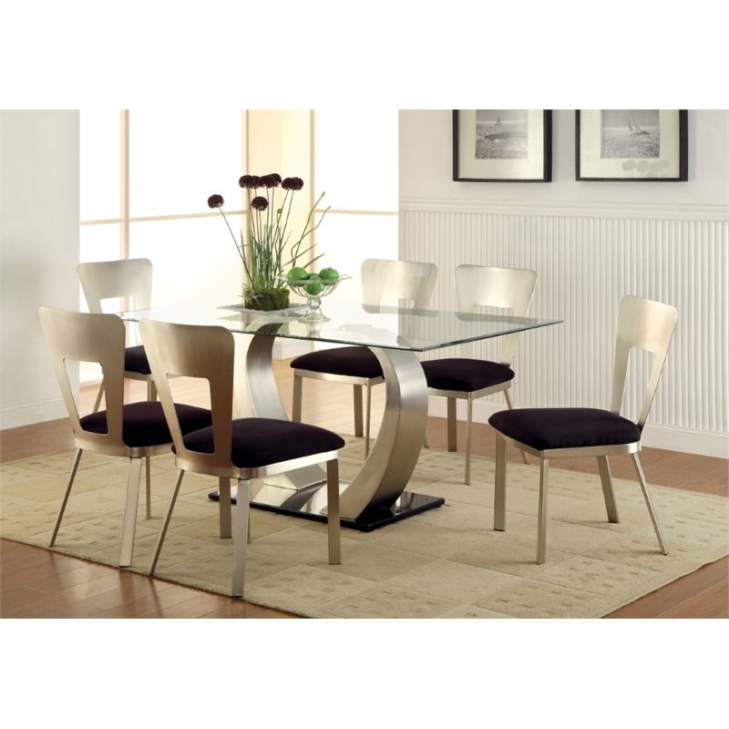 Cooper Genaveve Metal 7-Piece Dining Table Set in Silver