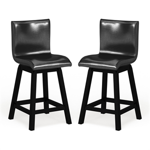Cooper Omura Faux Leather Counter Stool in Black (Set of 2)