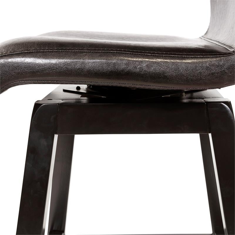 Cooper Omura Faux Leather Counter Stool in Black (Set of 2)