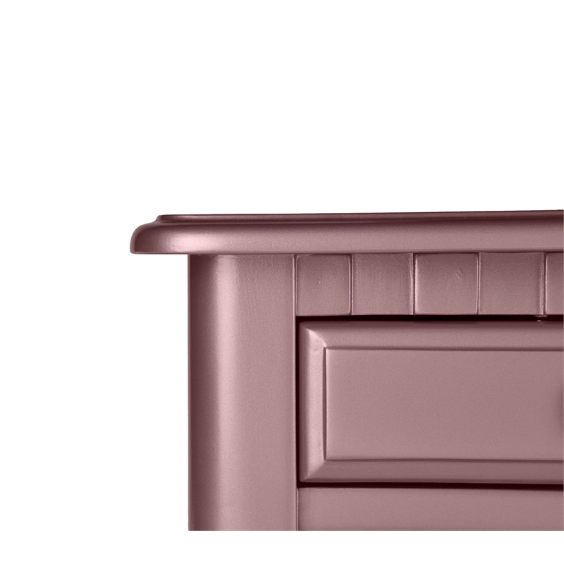 Cooper Furniture Wood Vanity Set with Mirror and Stool in Pink Rose Gold Color