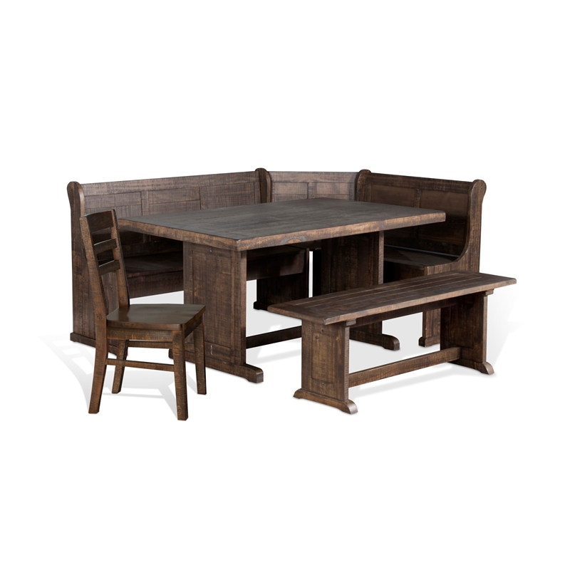 Cooper Bayside Cherry Farmhouse Wood 4 Piece Breakfast Nook Set