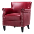 Cooper 18.9'' Transitional Faux Leather Club Chair with Nail head Trim in Red