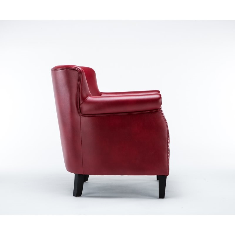 Cooper 18.9'' Transitional Faux Leather Club Chair with Nail head Trim in Red