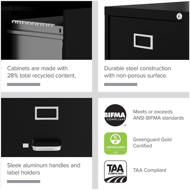 Cooper 2 Piece Filing Cabinet and File Caddy Set in Black