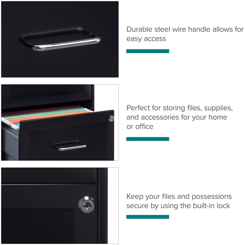 Cooper 2 Set of 4 Drawer and Mobile 2 Drawer File Cabinet in Black