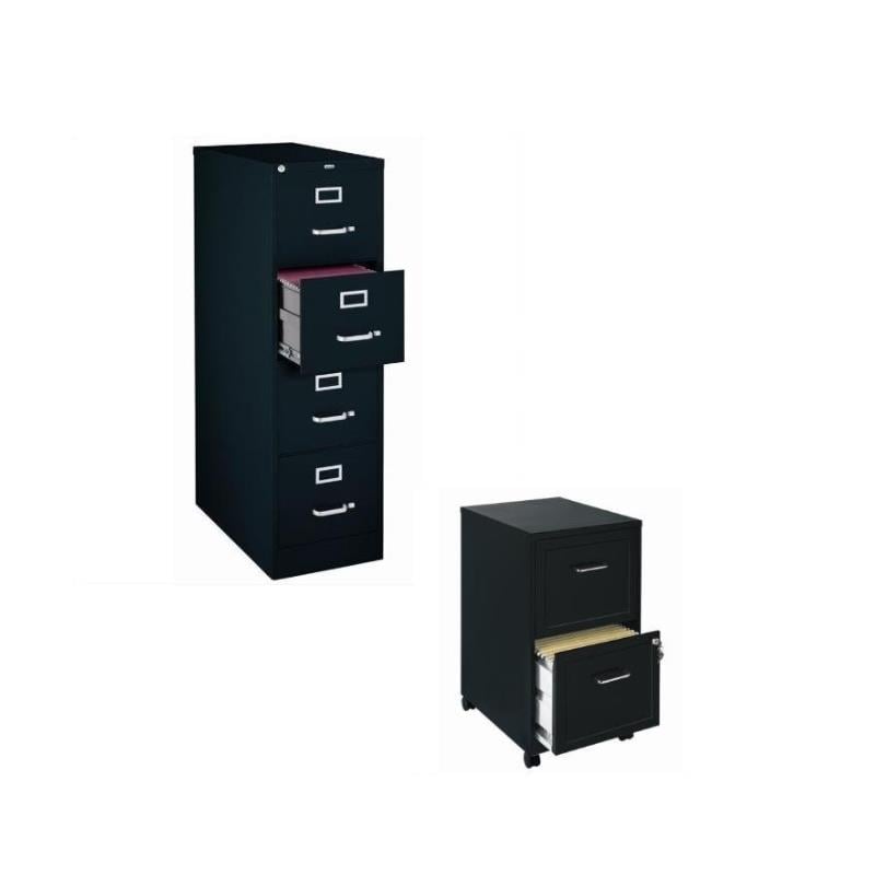 Cooper 2 Set of 4 Drawer and Mobile 2 Drawer File Cabinet in Black