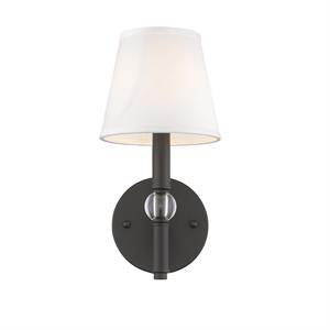 waverly 1 light wall sconce in rubbed bronze with classic white shade
