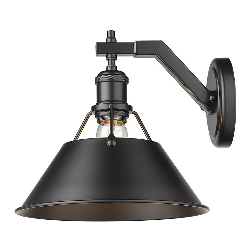 Orwell 1 Light Wall Sconce in Matte Black with Matte Black Shade