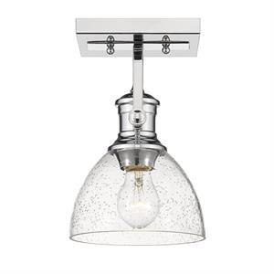 hines 1 light semi-flush in chrome with seeded glass