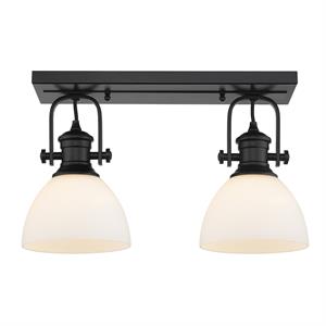 hines 2 light semi-flush in matte black with opal glass