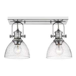 hines 2 light semi-flush in chrome with seeded glass