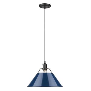 orwell 1 light pendant in matte black with matte navy