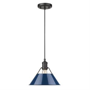 orwell 1 light pendant in matte black with matte navy